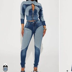Fashion Nova Blue Denim Women's Jean Set